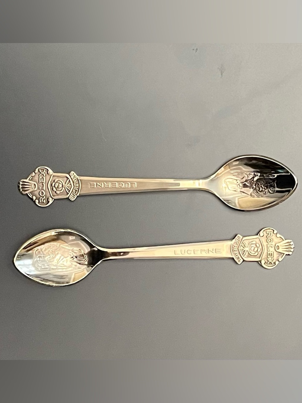 Set of 2 Vintage Rolex Bucherer of Switzerland Lucerne Decorative Spoons